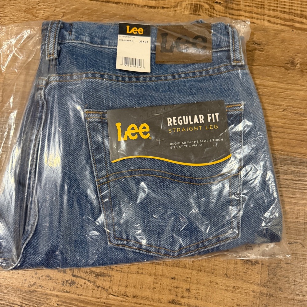 Lee Regular Fit Straight Leg Jeans Mens 33x34 (Fits 33x33)Blue NEW Pepper Stone